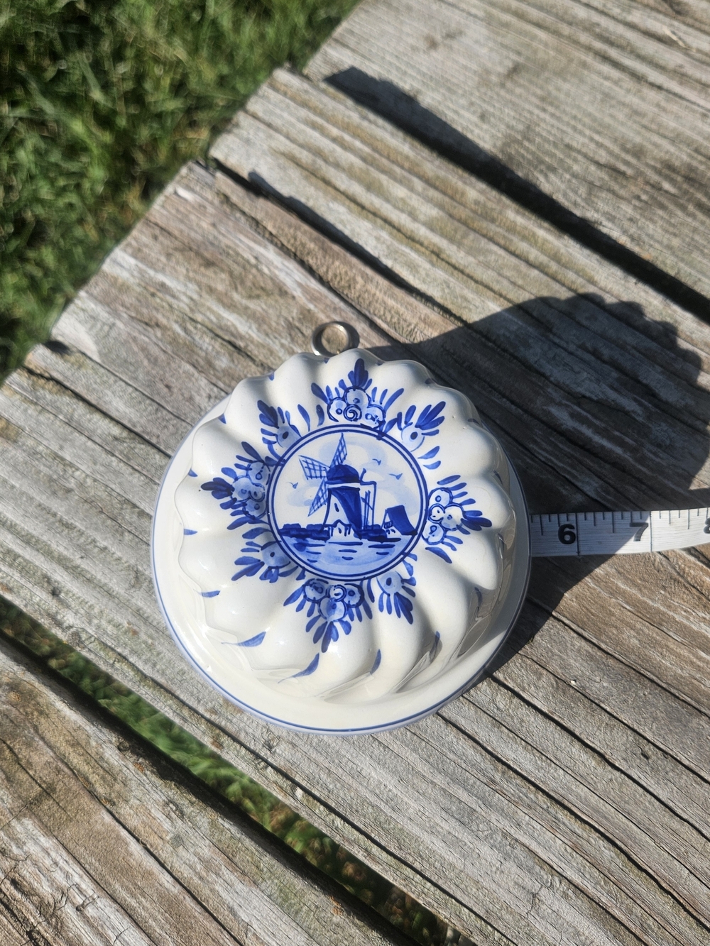 D.A.I.C Delft Blue and White Ceramic Wall Plaque with Windmill Motif